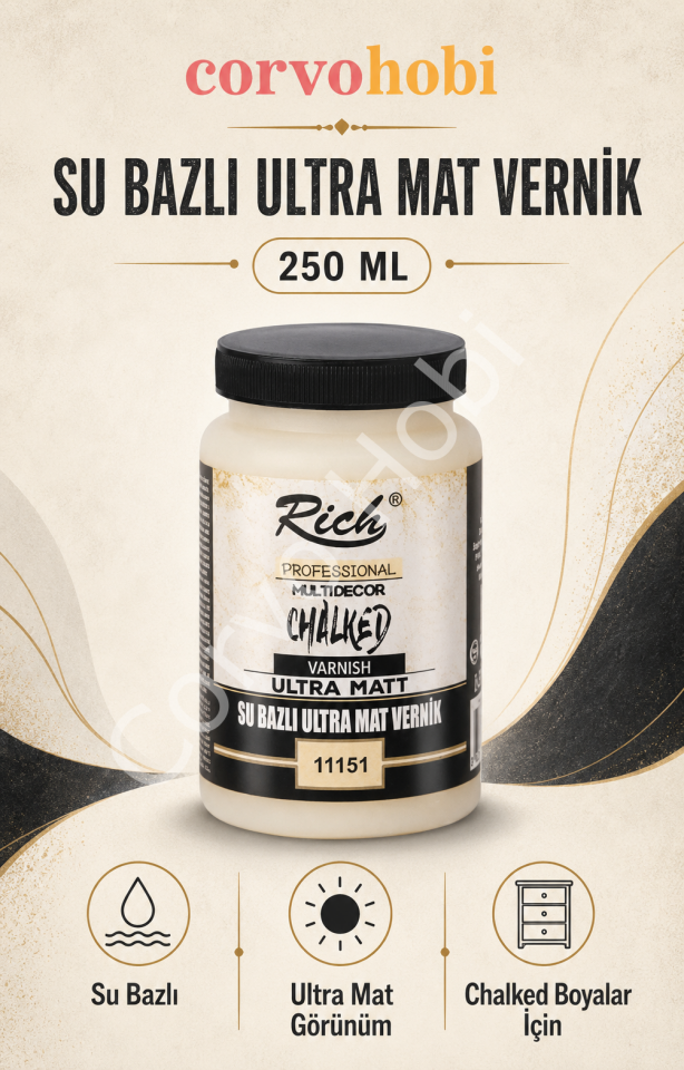 RİCH 250 CC SU BAZLI ULTRA MAT CHALKED VERNİK PROFSEYONEL MULTİDECOR