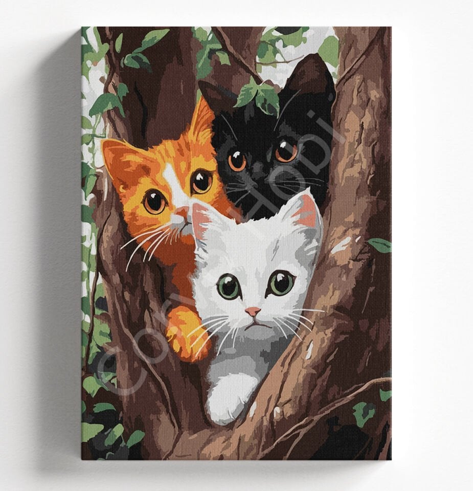 AĞAÇTA KEDİLER Sayılarla boyama hobi seti