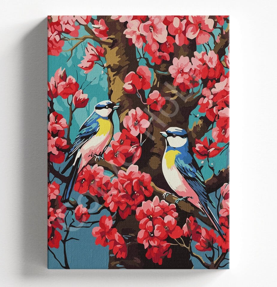 AĞAÇTA KUŞLAR Sayılarla boyama seti