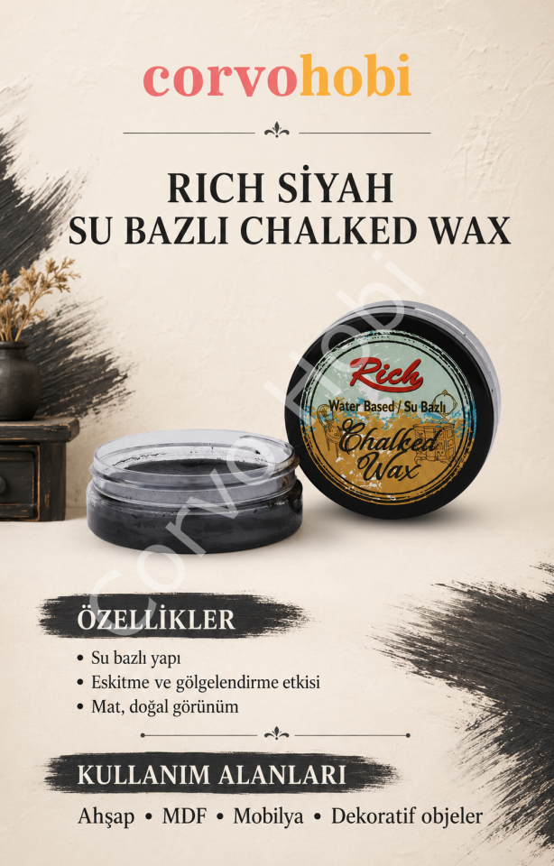 RİCH 50 ML SU BAZLI CHALKED WAX SİYAH