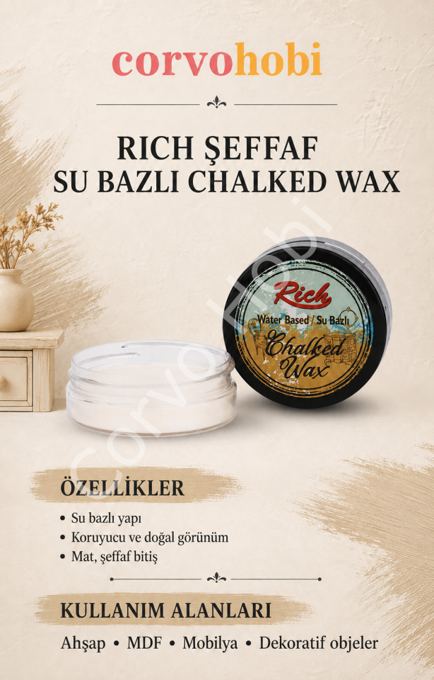 RİCH 50 ML SU BAZLI CHALKED WAX ŞEFFAF