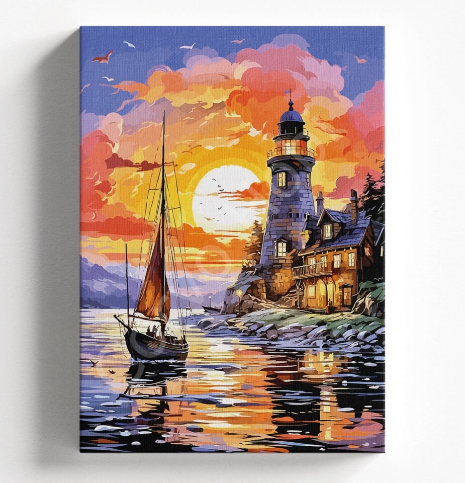 DENİZ FENERİ TEKNE Saylarla boyama seti