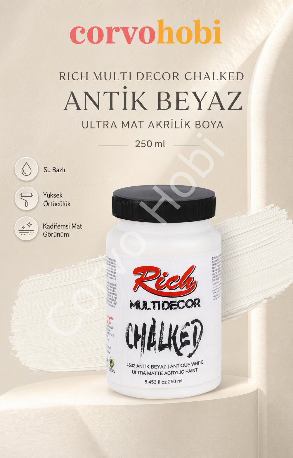 RİCH MULTİ DECOR CHALKED AKRİLİK 250 CC ANTİK BEYAZ