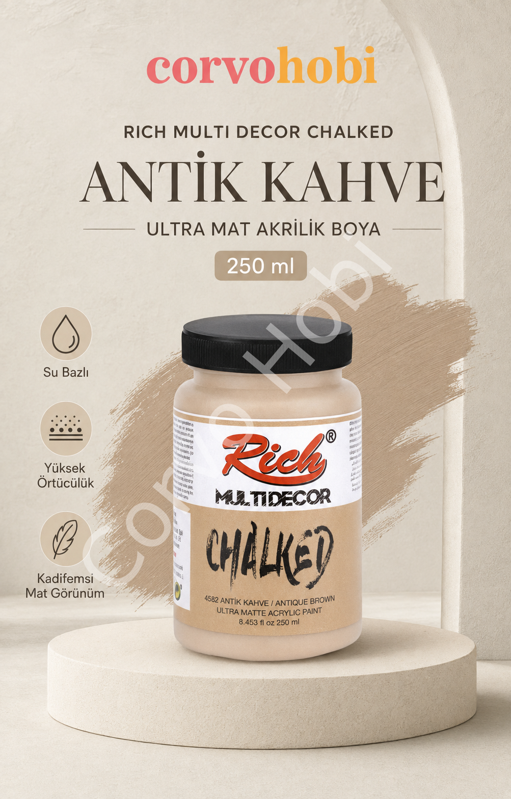 RİCH MULTİ DECOR CHALKED AKRİLİK 250 CC ANTİK KAHVE