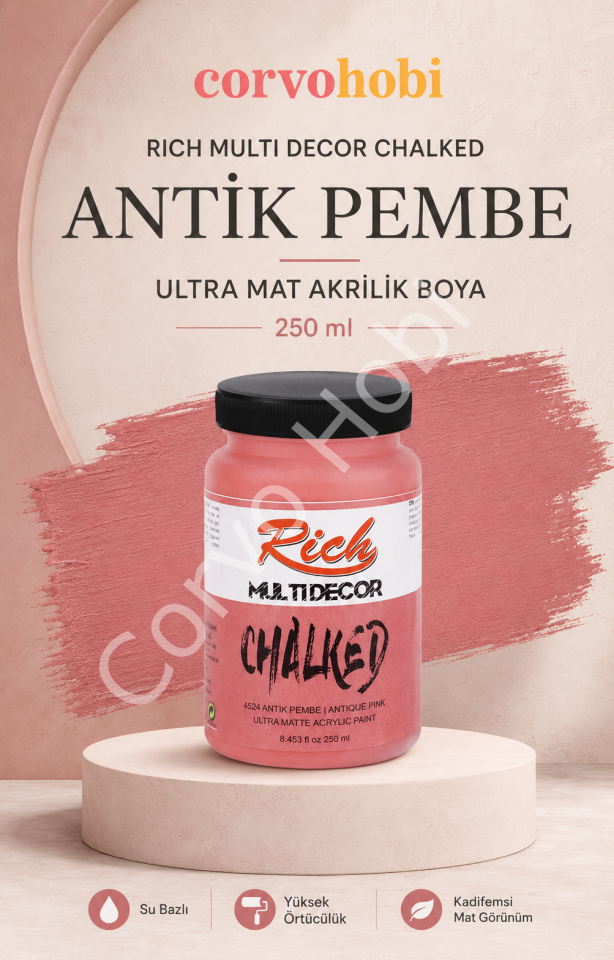 RİCH MULTİ DECOR CHALKED AKRİLİK 250 CC ANTİK PEMBE
