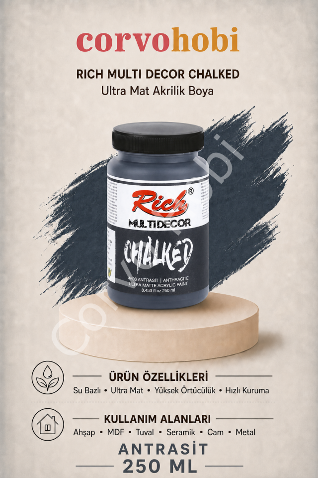 RİCH MULTİ DECOR CHALKED AKRİLİK 250 CC ANTRASİT