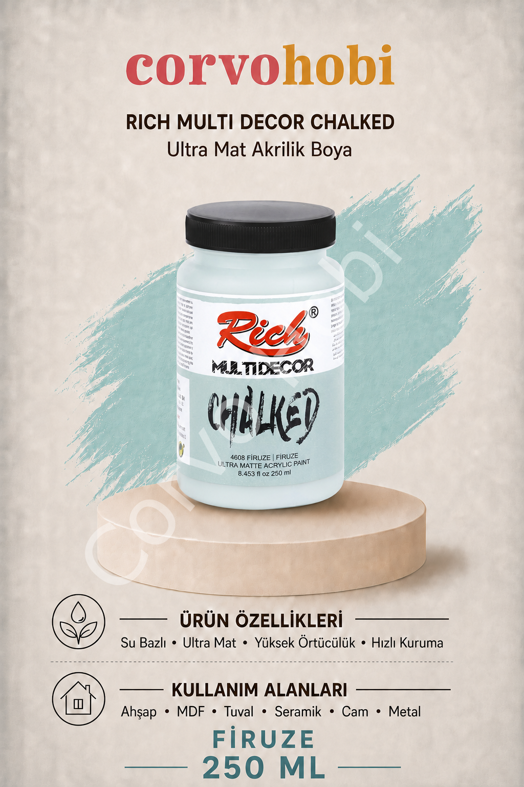 RİCH MULTİ DECOR CHALKED AKRİLİK 250 CC FİRUZE