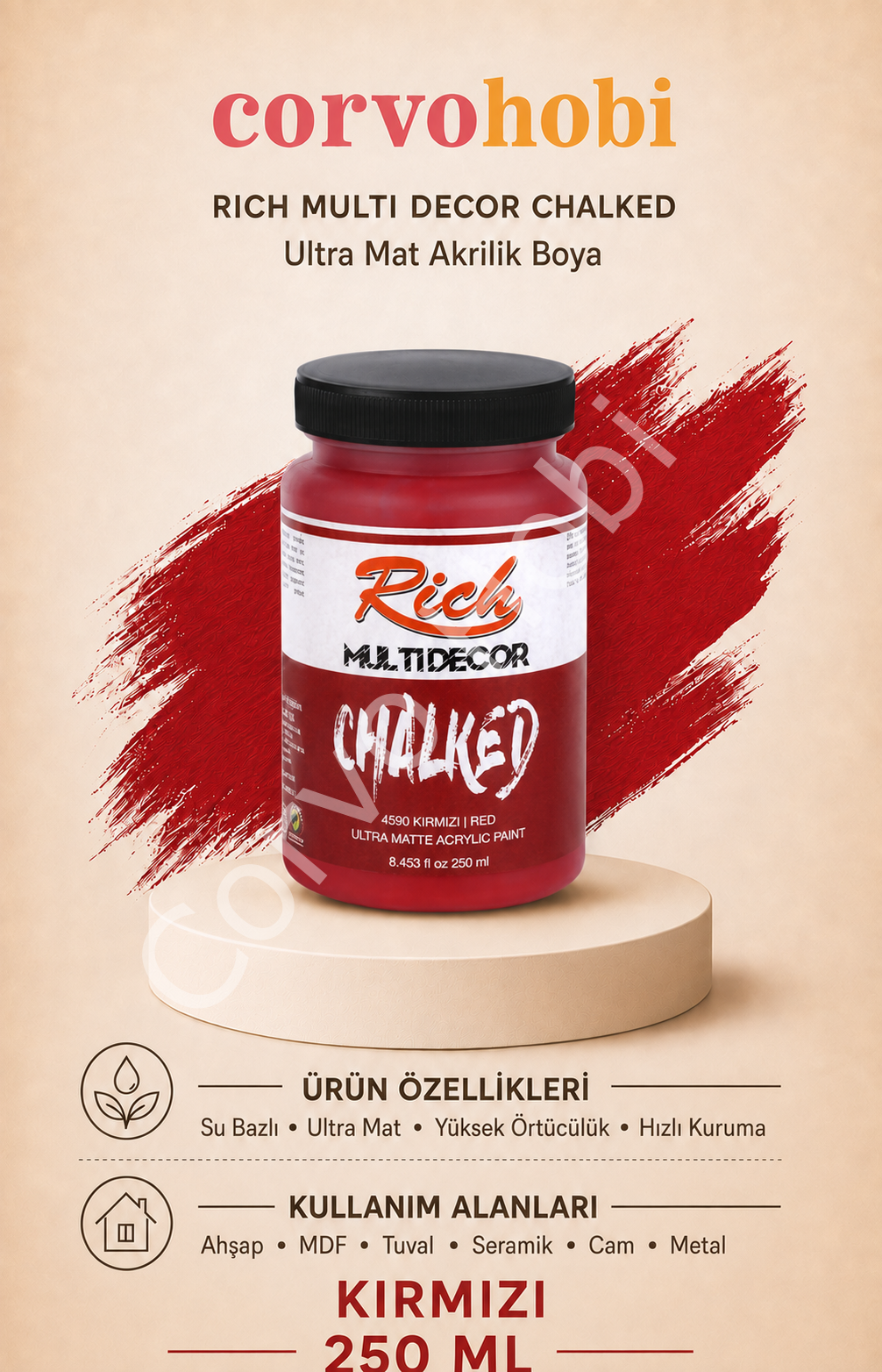 RİCH MULTİ DECOR CHALKED AKRİLİK 250 CC KIRMIZI