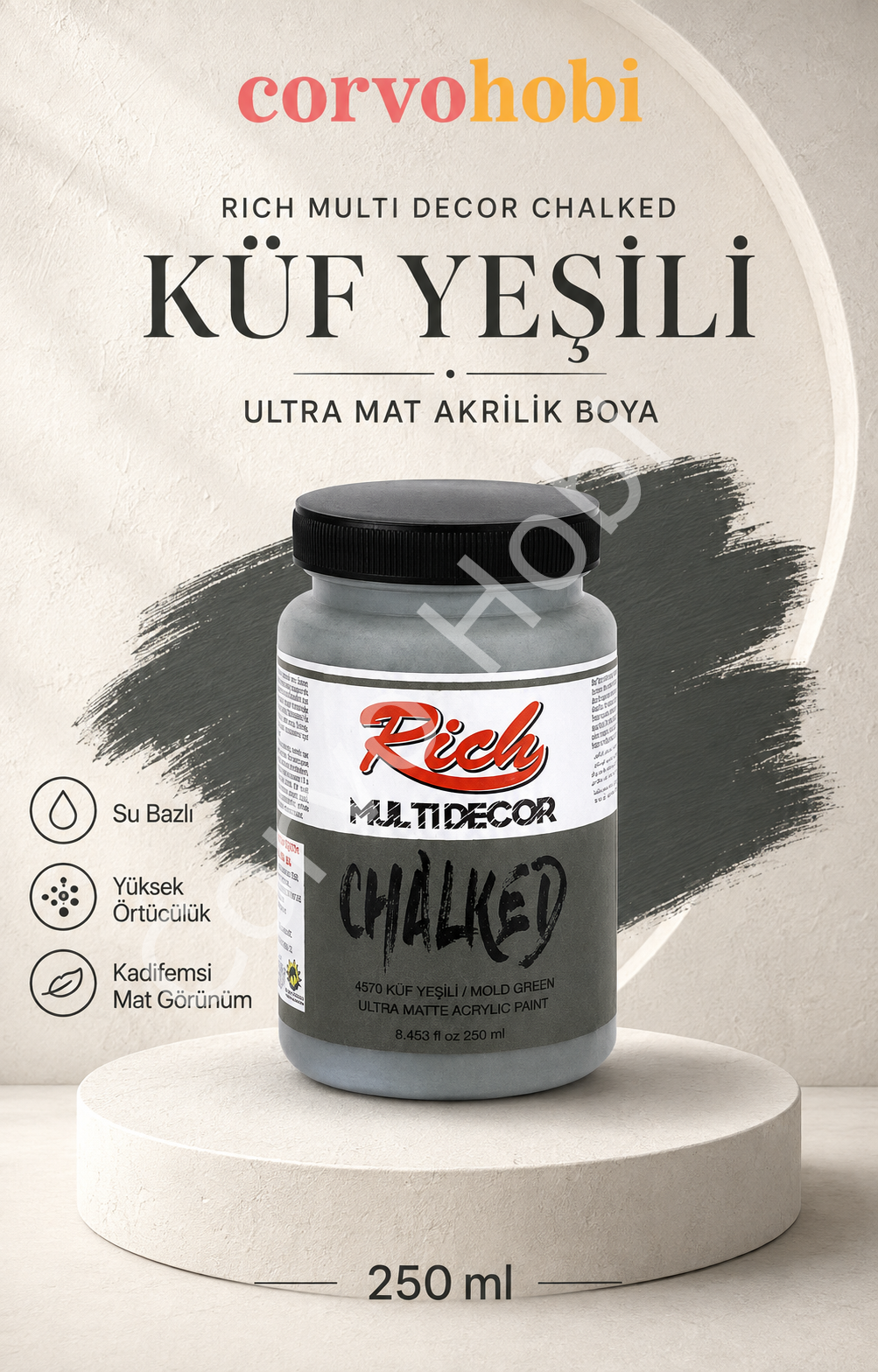 RİCH MULTİ DECOR CHALKED AKRİLİK 250 CC KÜF YEŞİLİ