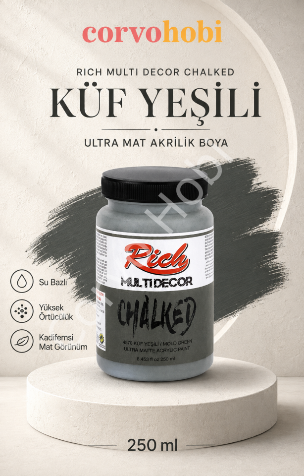 RİCH MULTİ DECOR CHALKED AKRİLİK 250 CC KÜF YEŞİLİ
