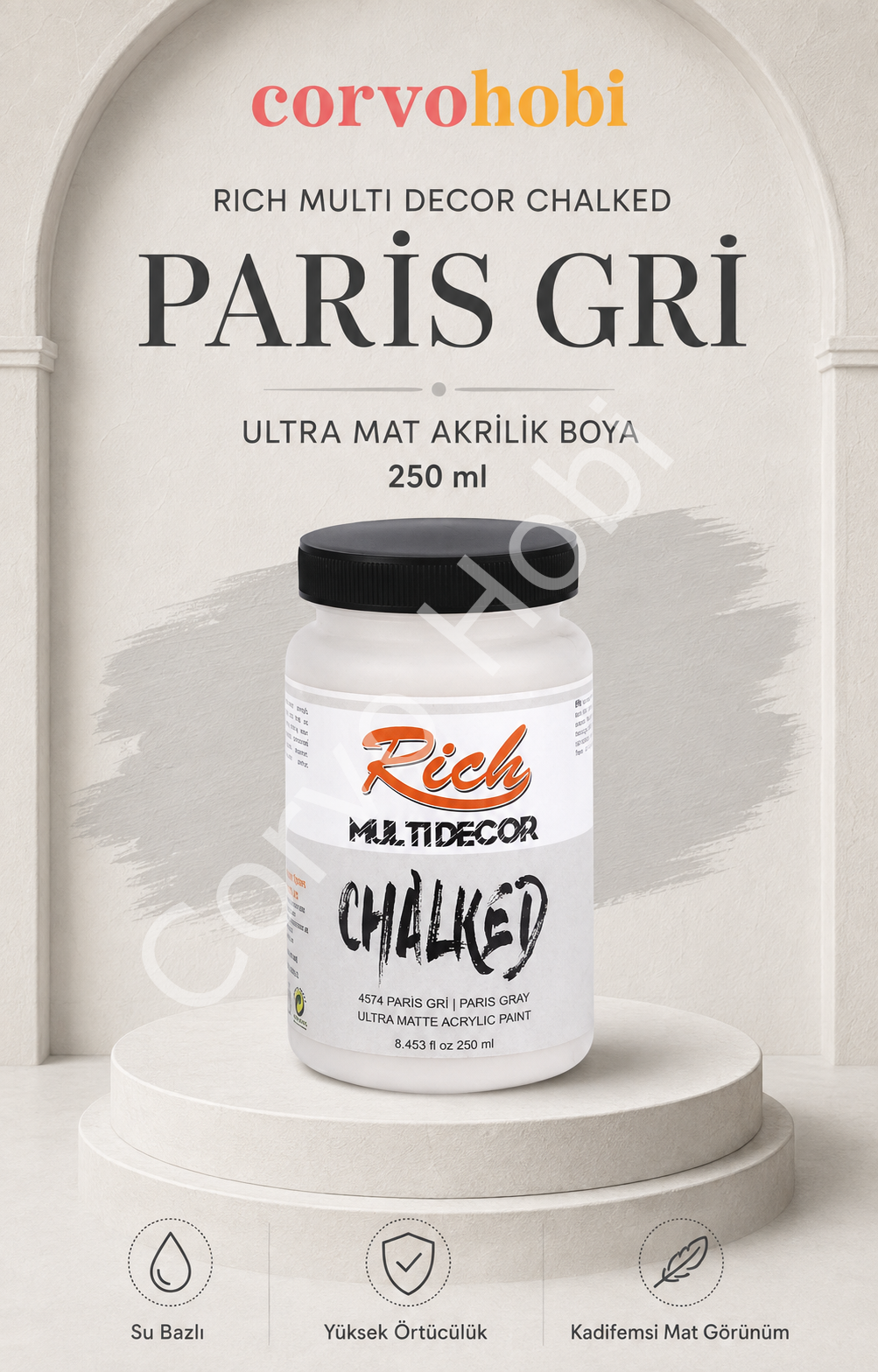 RİCH MULTİ DECOR CHALKED AKRİLİK 250 CC PARİS GRİ