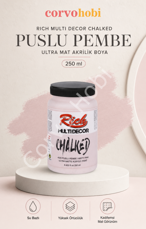 RİCH MULTİ DECOR CHALKED AKRİLİK 250 CC PUSLU PEMBE