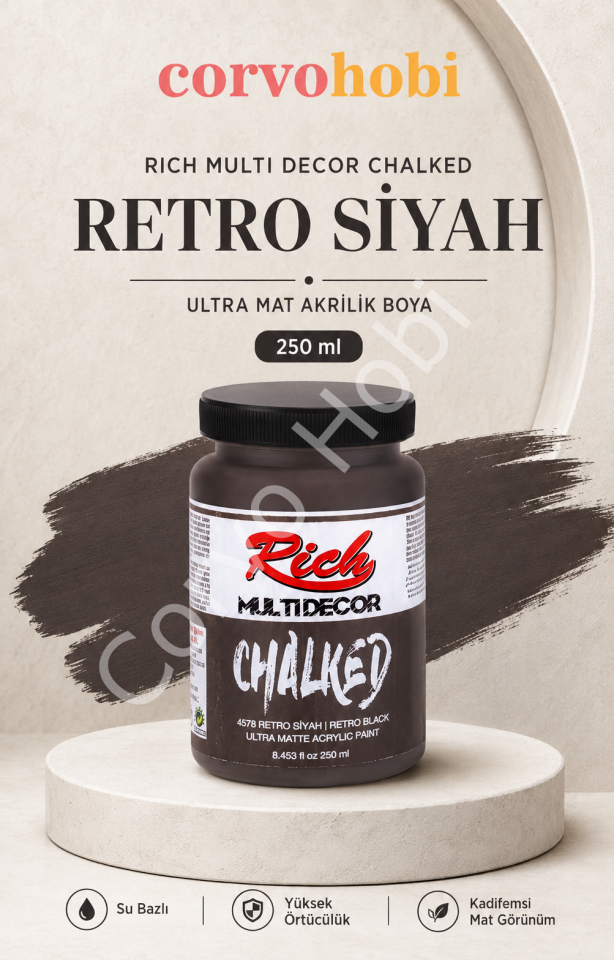 RİCH MULTİ DECOR CHALKED AKRİLİK 250 CC RETRO SİYAH