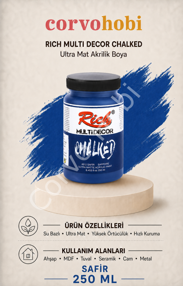 RİCH MULTİ DECOR CHALKED AKRİLİK 250 CC SAFİR