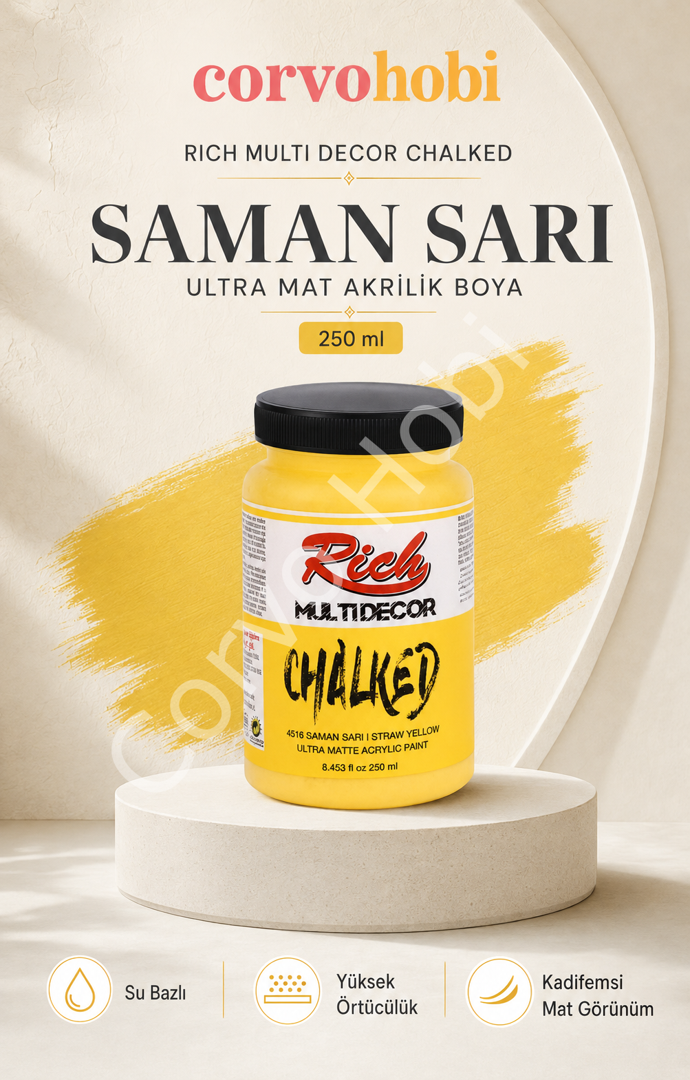 RİCH MULTİ DECOR CHALKED AKRİLİK 250 CC SAMAN SARI