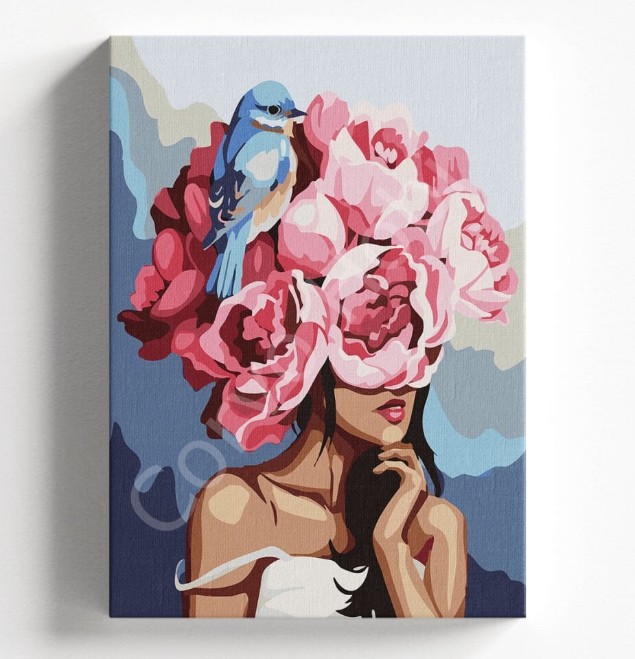 KUŞ VE ÇİÇEK AÇAN KADIN