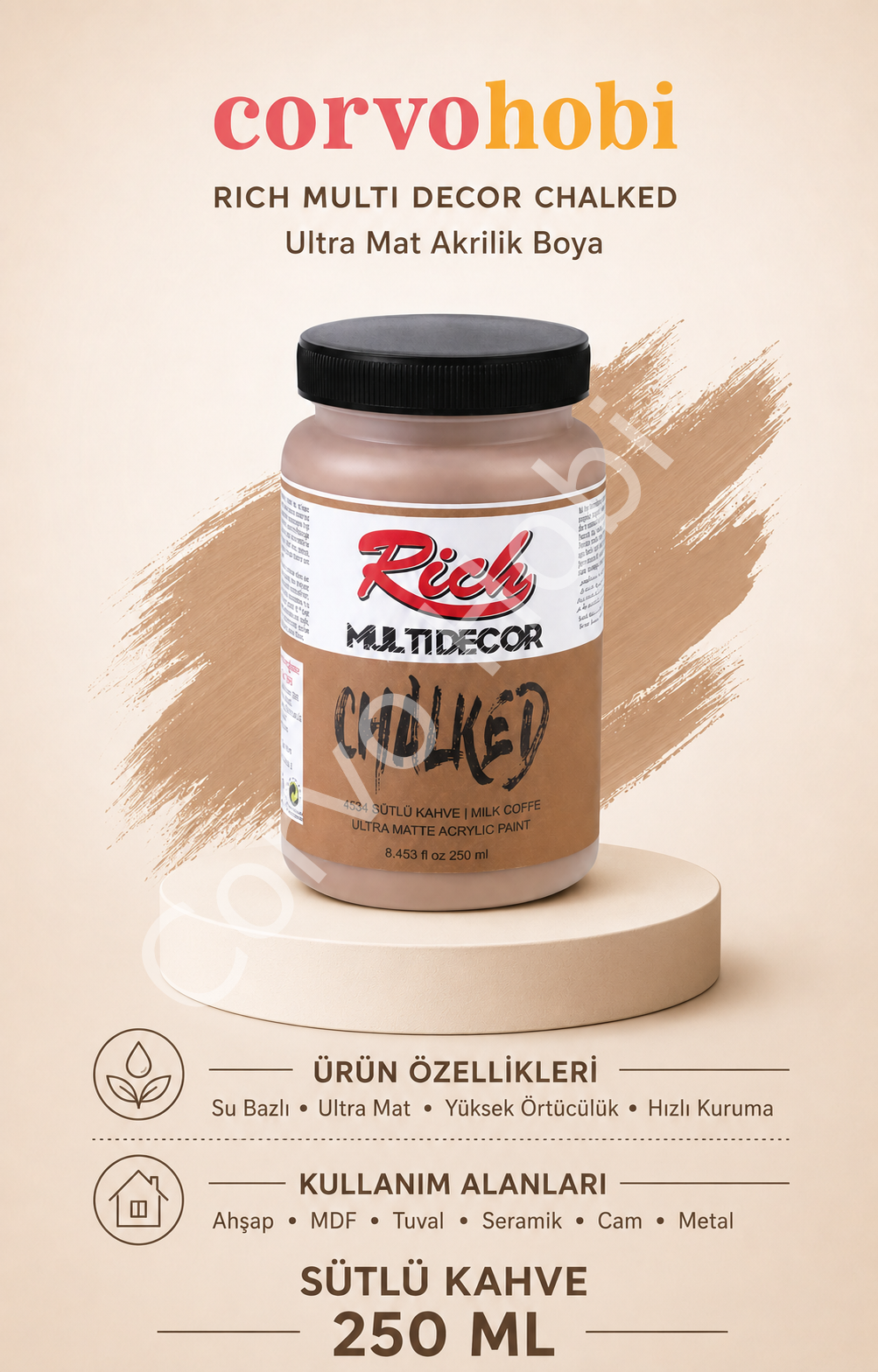 RİCH MULTİ DECOR CHALKED AKRİLİK 250 CC SÜTLÜ KAHVE