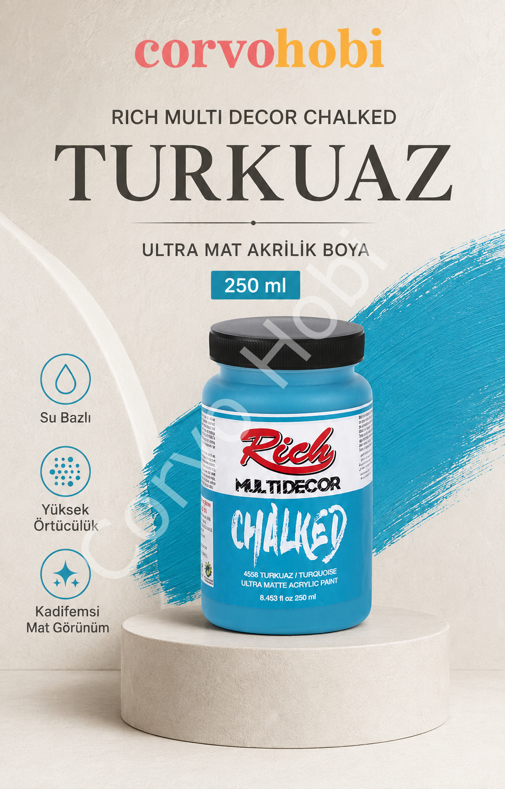 RİCH MULTİ DECOR CHALKED AKRİLİK 250 CC TURKUAZ