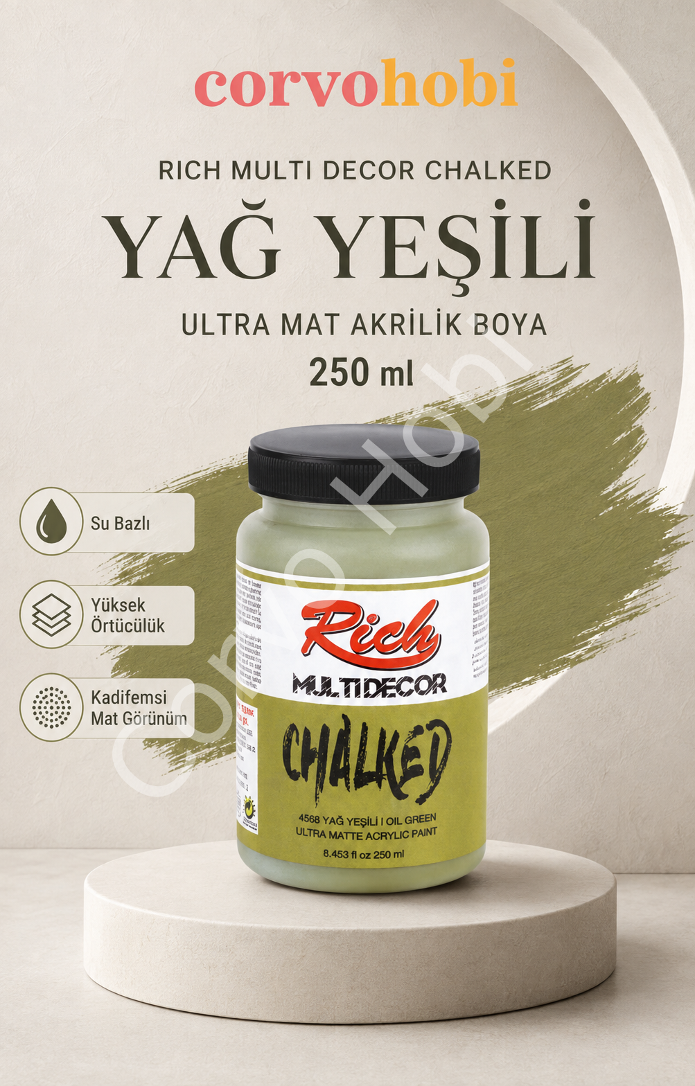 RİCH MULTİ DECOR CHALKED AKRİLİK 250 CC YAĞ YEŞİLİ