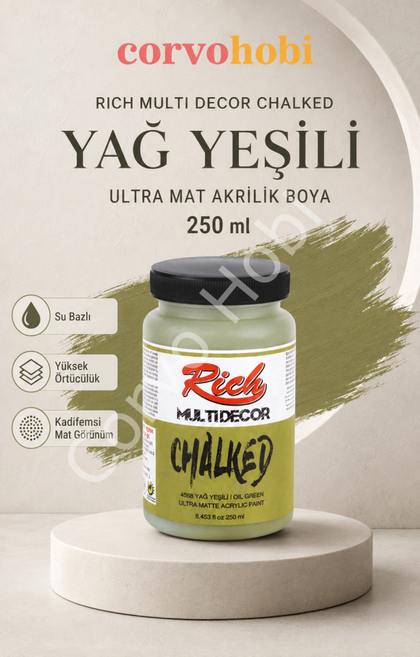 RİCH MULTİ DECOR CHALKED AKRİLİK 250 CC YAĞ YEŞİLİ