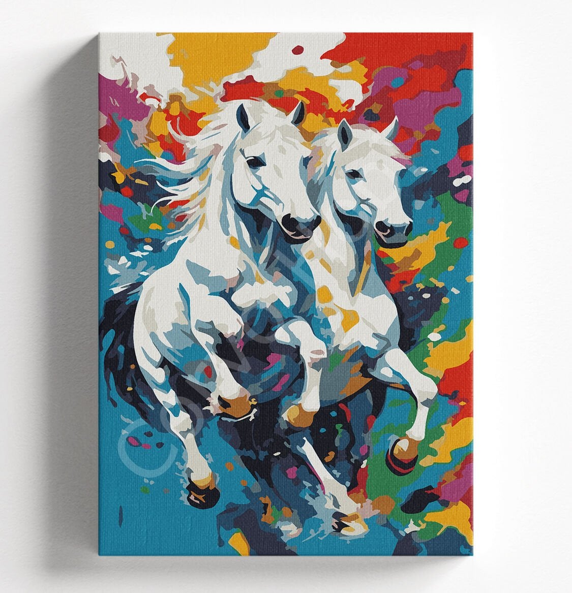 BEYAZ RENKLİ ATLAR SAYILARLA BOYAMA SETİ