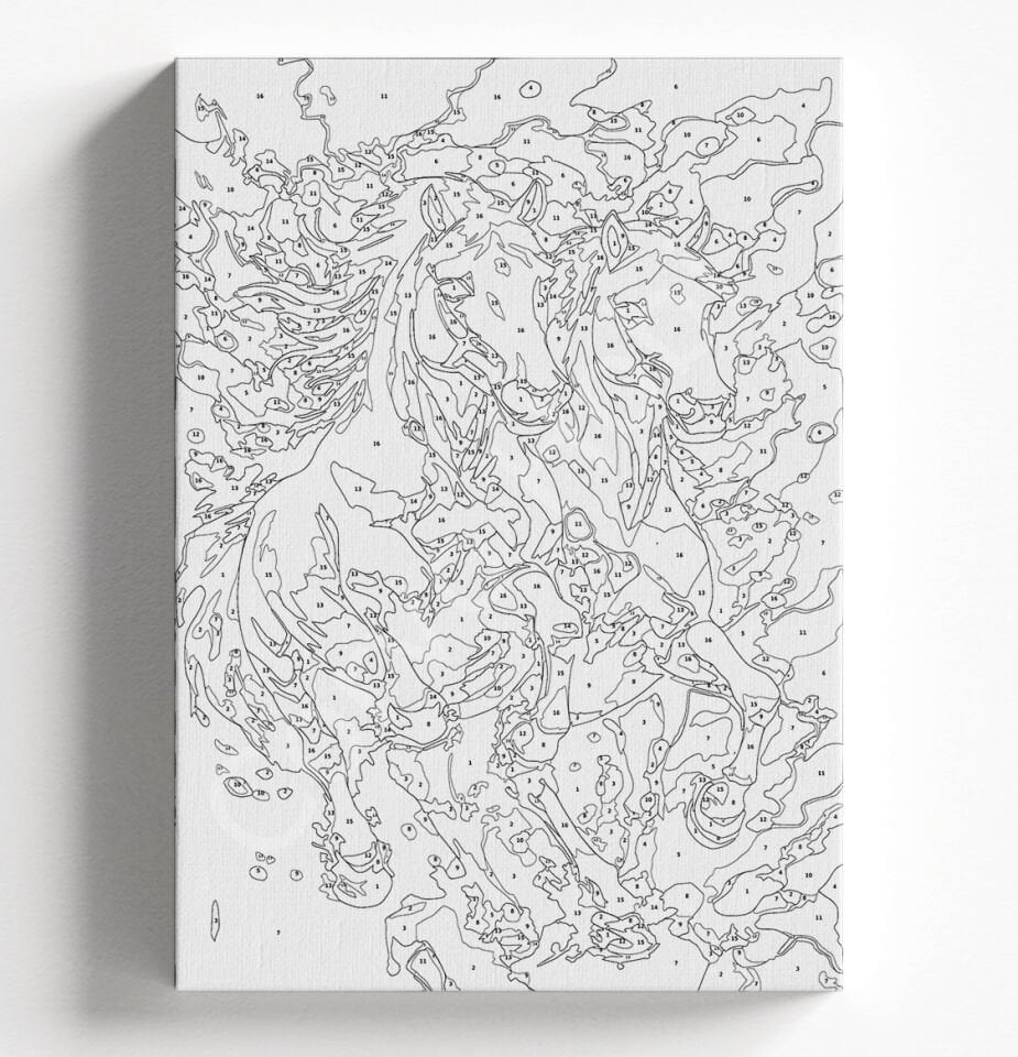 BEYAZ RENKLİ ATLAR SAYILARLA BOYAMA SETİ