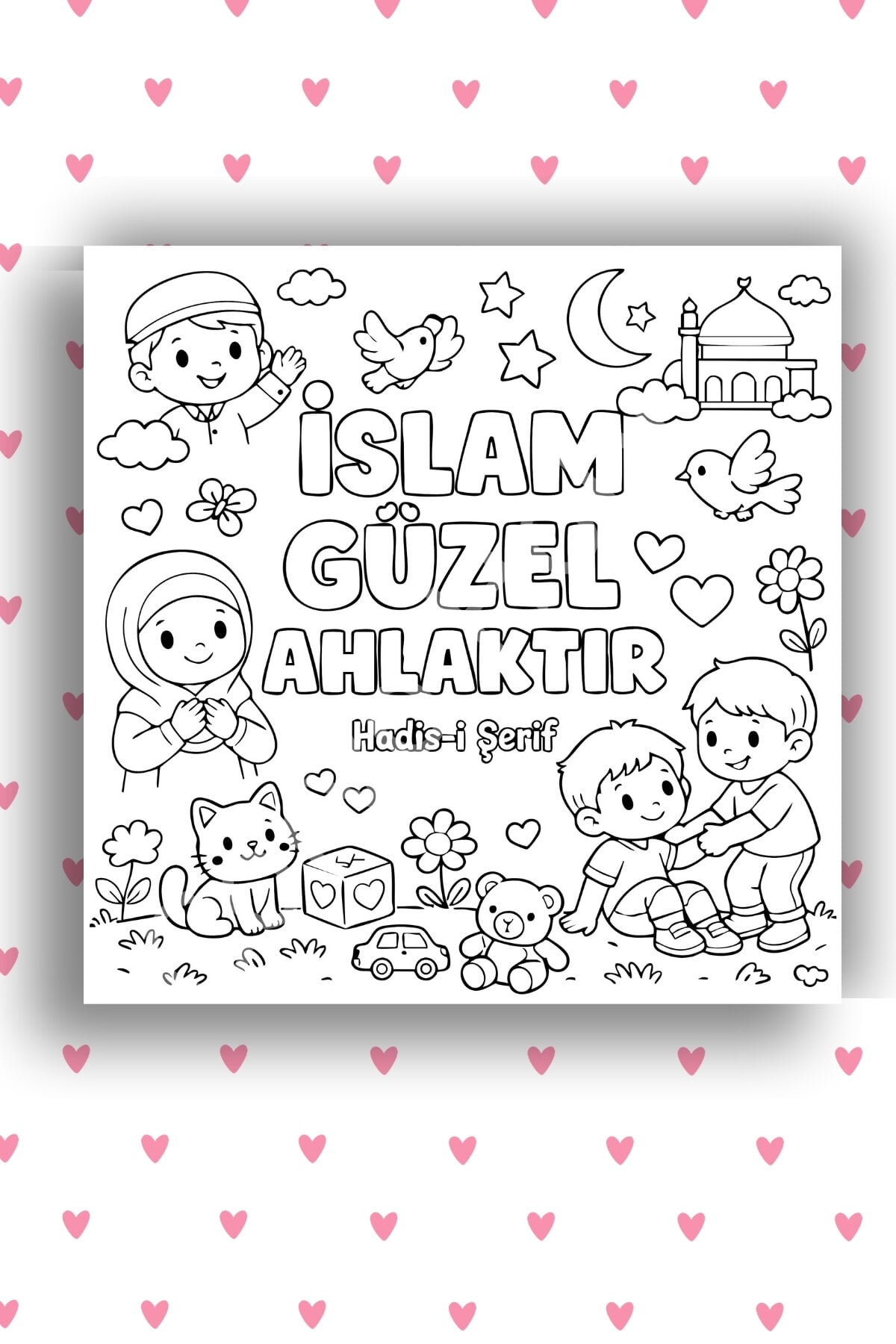 Çocuk Tuval Boyama Seti 20x20 cm – 6 Renk Boya + Fırça İSLAM GÜZEL AHLAK