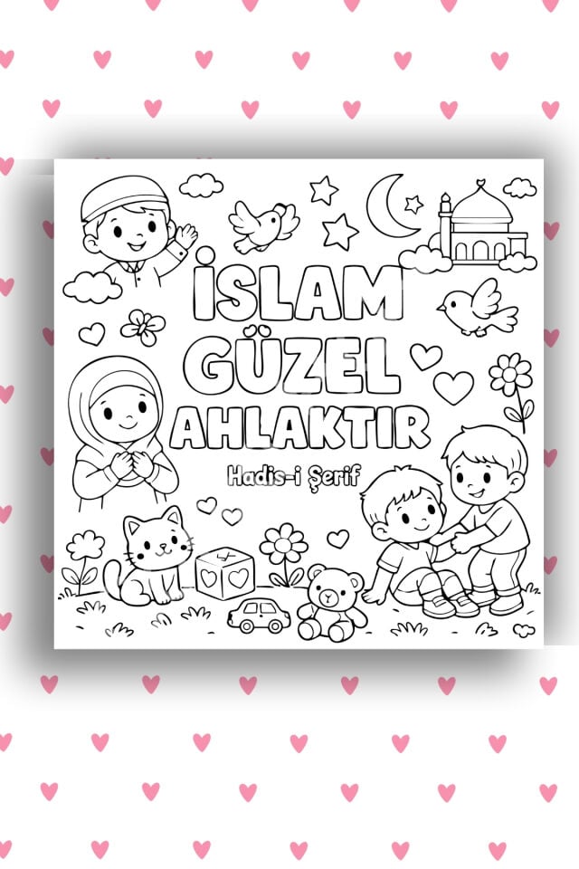 Çocuk Tuval Boyama Seti 20x20 cm – 6 Renk Boya + Fırça İSLAM GÜZEL AHLAK