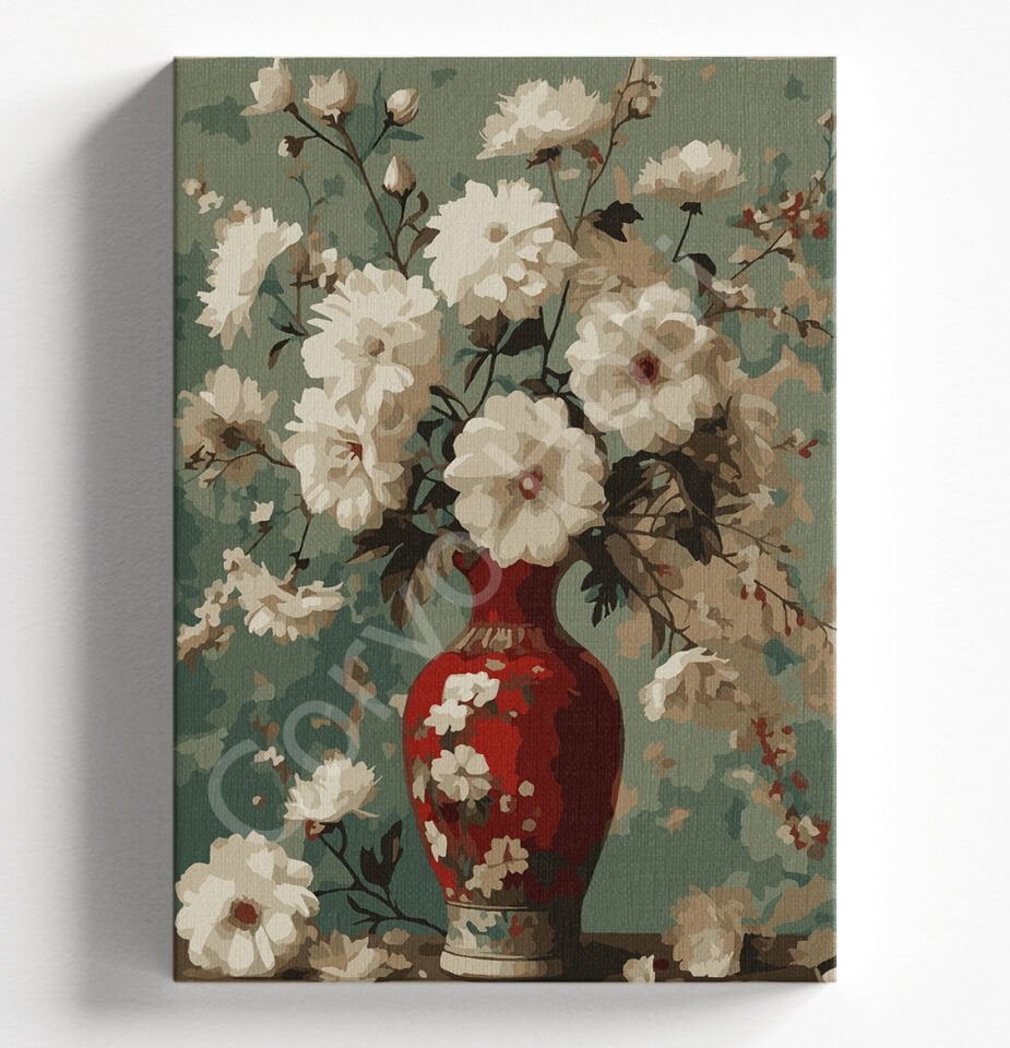 KIRMIZI VAZO - SAYILARLA BOYAMA SETİ