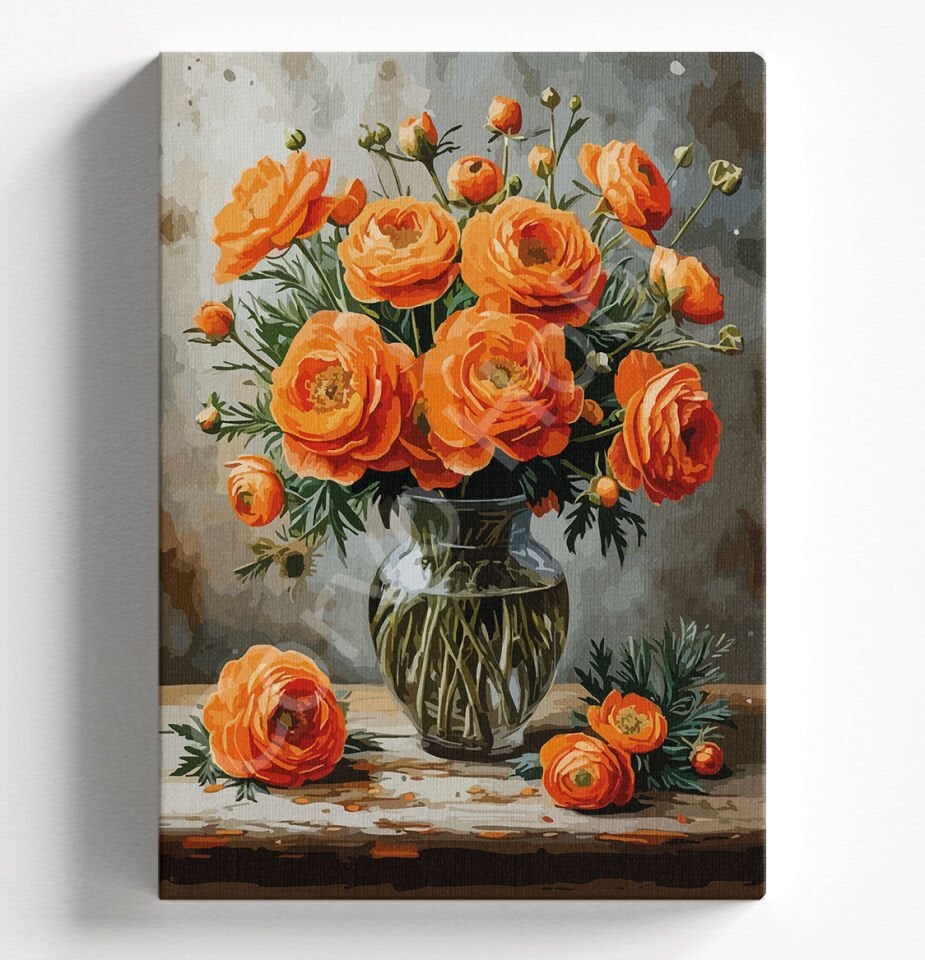 TURUNCU GÜLLER - SAYILARLA BOYAMA SETİ