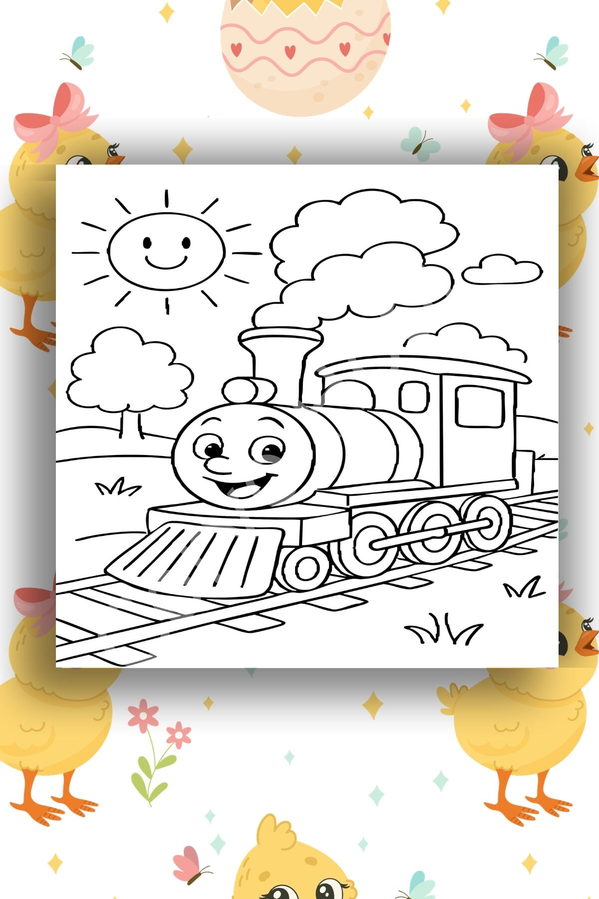 Çocuk Tuval Boyama Seti 20x20 cm – 6 Renk Boya + Fırça TREN