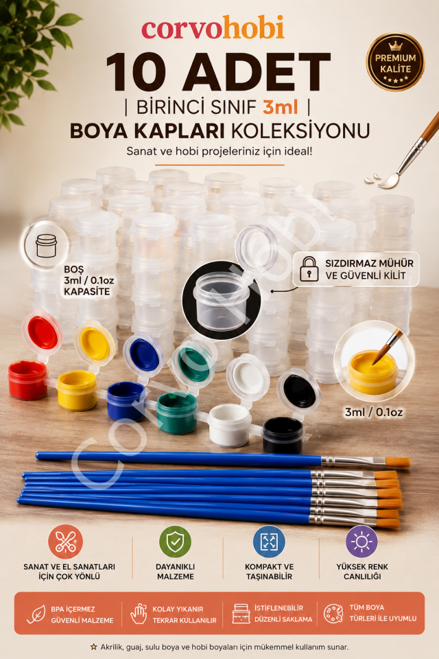 3ml BOŞ boya Kabı Sızdırmaz Boya Tüpleri, 6'lı Şerit Plastik Boya Kabı