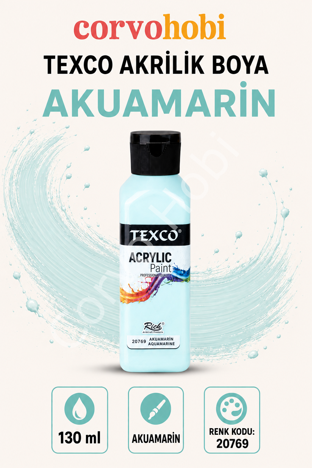 TEXCO AKRİLİK BOYA 130 ML - AKUAMARİN