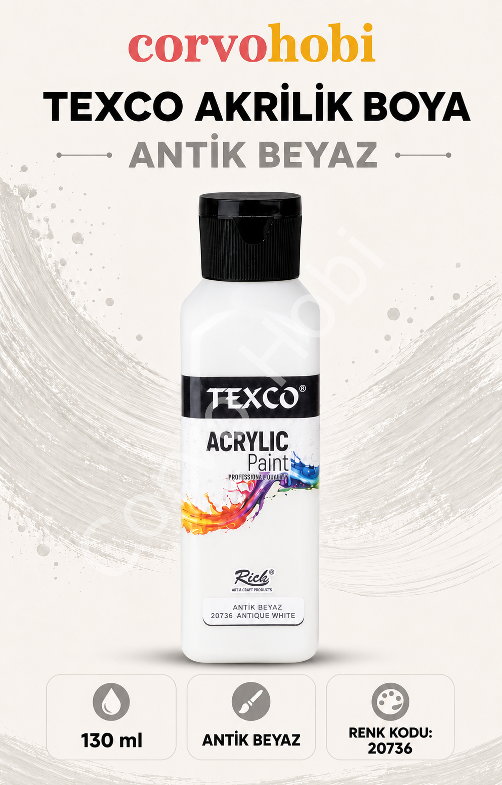 TEXCO AKRİLİK BOYA 130 ML - ANTRATİST