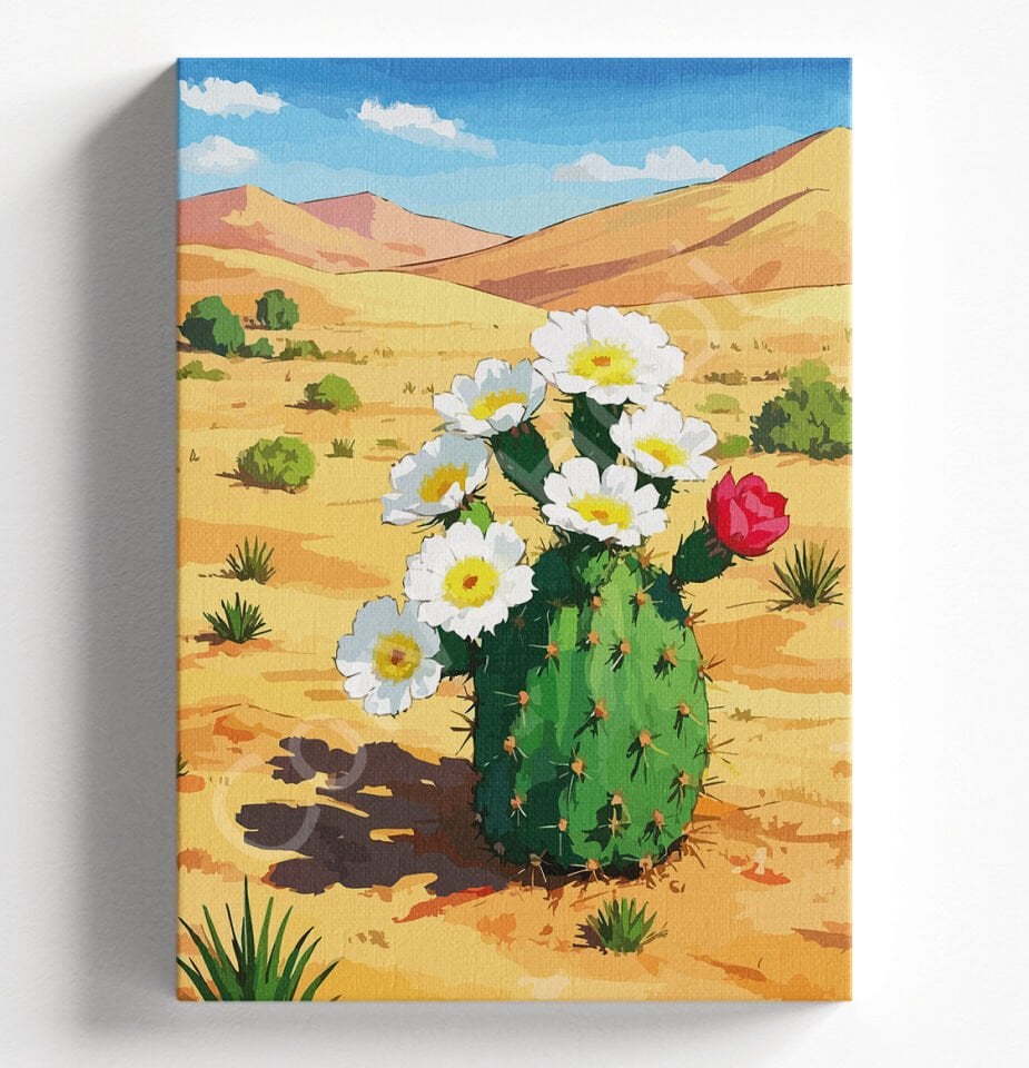 ÇİÇEKLİ KAKTÜS - SAYILARLA BOYAMA SETİ