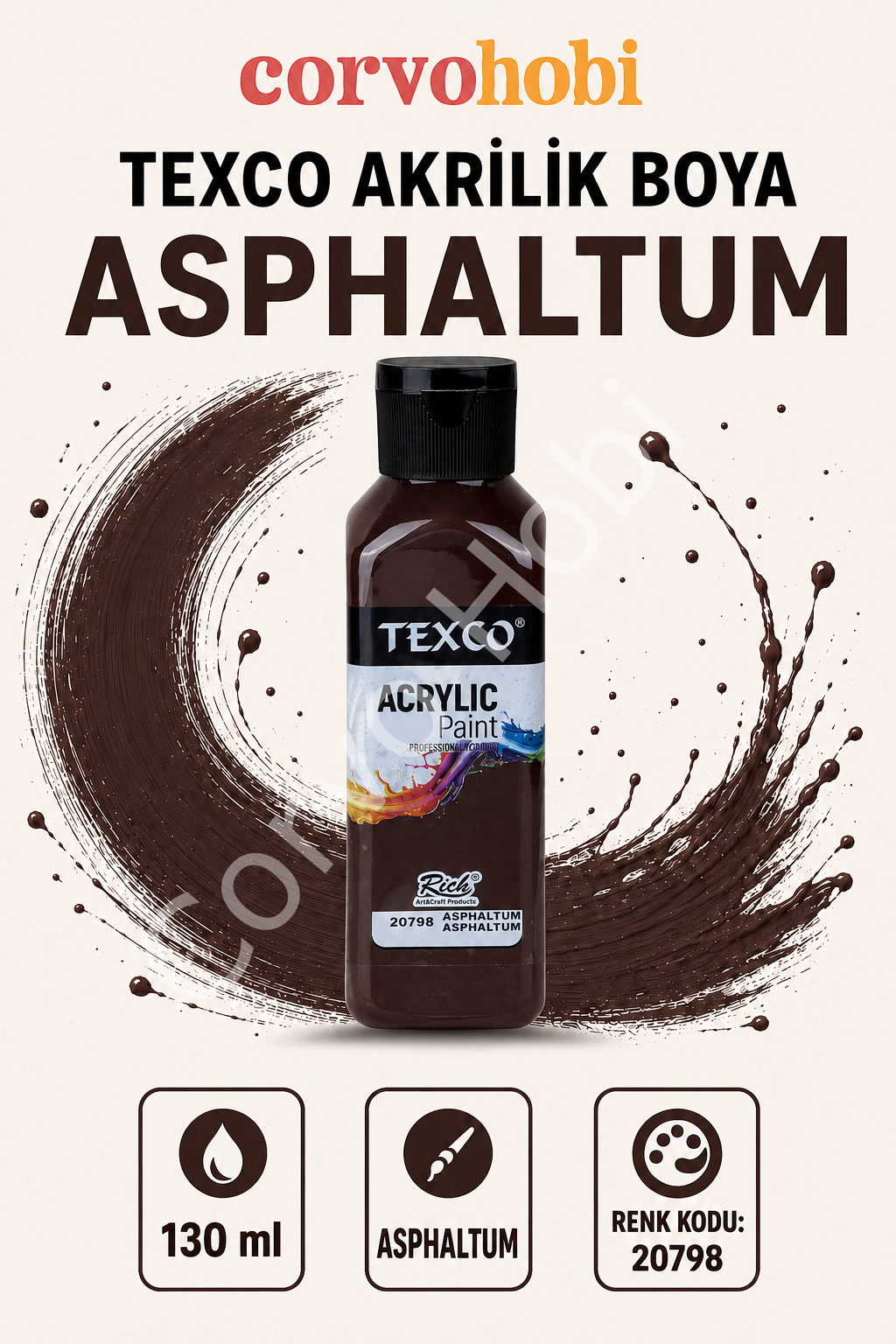 TEXCO AKRİLİK BOYA 130 ML - ASPHALTUM