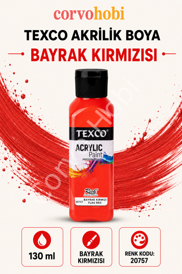 TEXCO AKRİLİK BOYA 130 ML - BAYRAK KIRMIZI