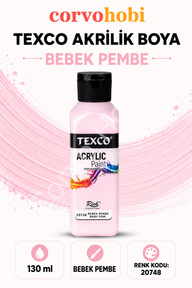 TEXCO AKRİLİK BOYA 130 ML - BEBEK PEMBE