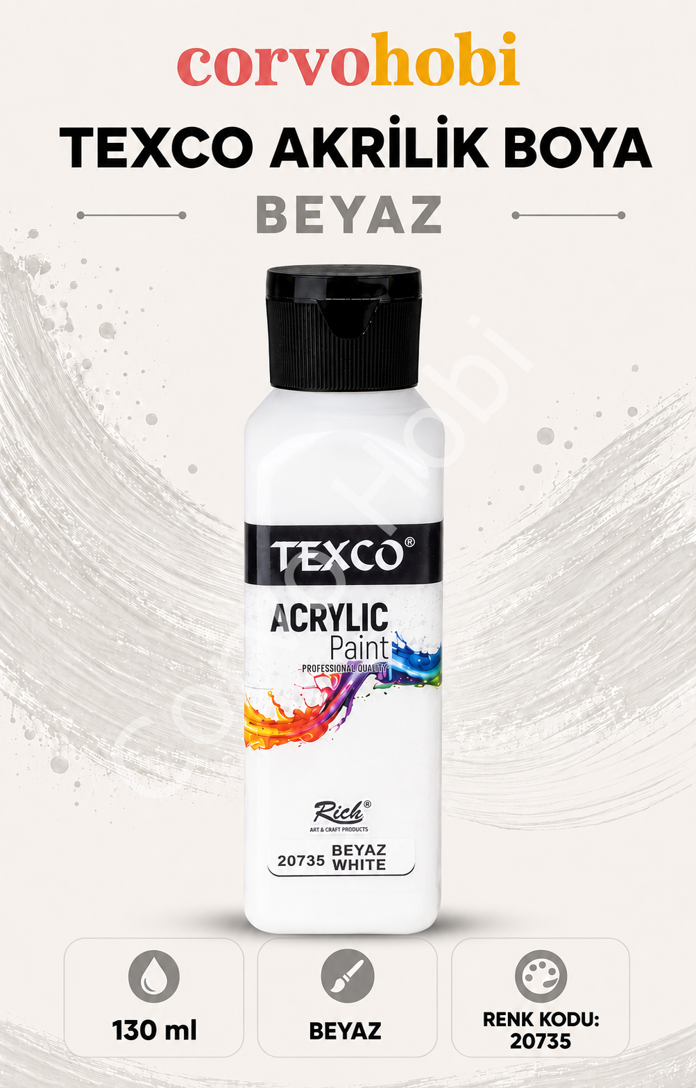 TEXCO AKRİLİK BOYA 130 ML - BEYAZ