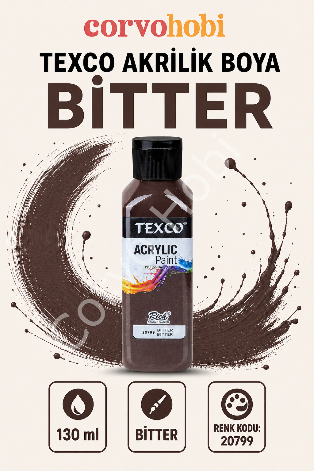 TEXCO AKRİLİK BOYA 130 ML - BİTTER