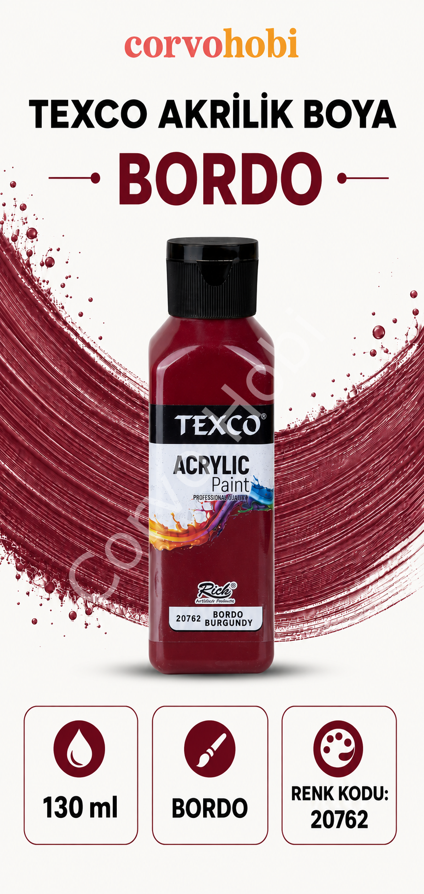 TEXCO AKRİLİK BOYA 130 ML - BORDO
