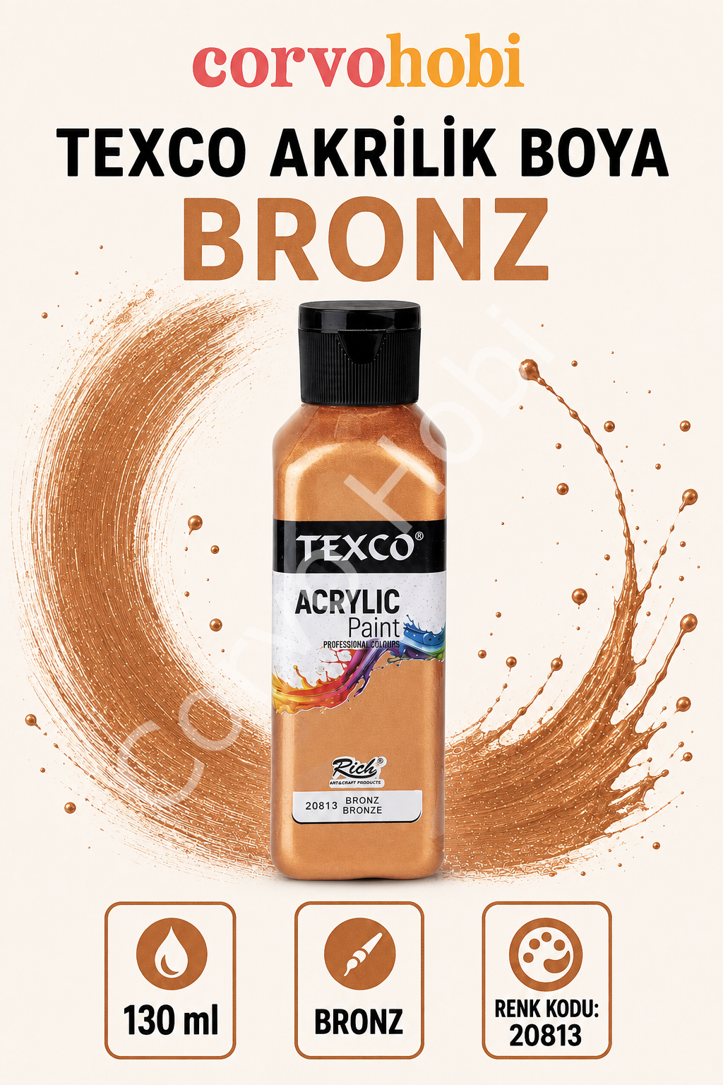 TEXCO AKRİLİK BOYA 130 ML - BRONZ