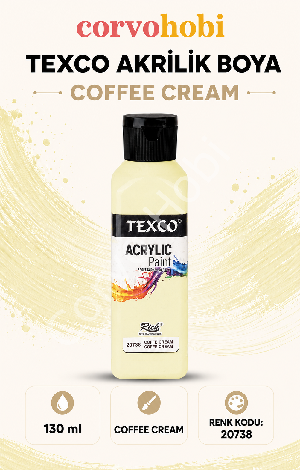 TEXCO AKRİLİK BOYA 130 ML - COFFY CREAM