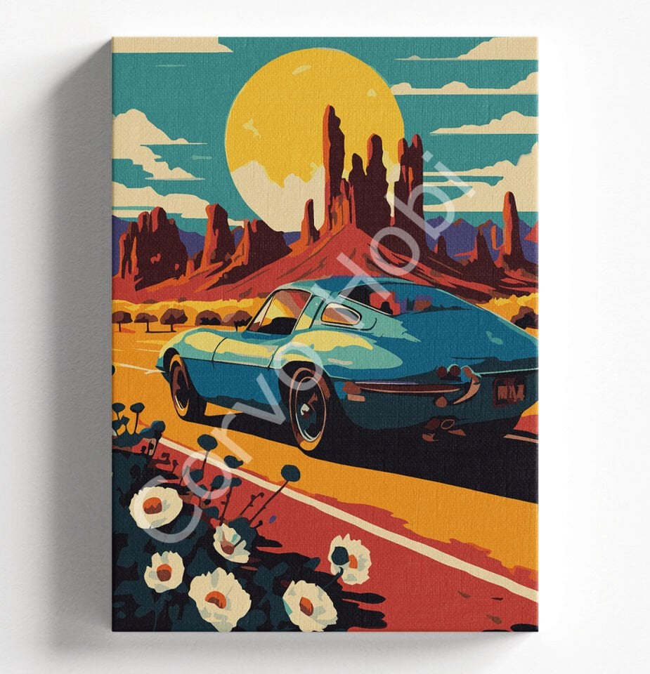 RETRO ARABA SAYILARLA BOYAMA HOBİ SETİ