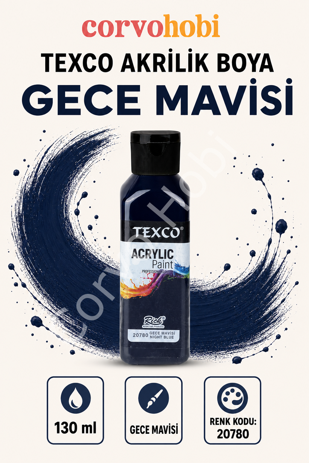 TEXCO AKRİLİK BOYA 130 ML - GECE MAVİSİ