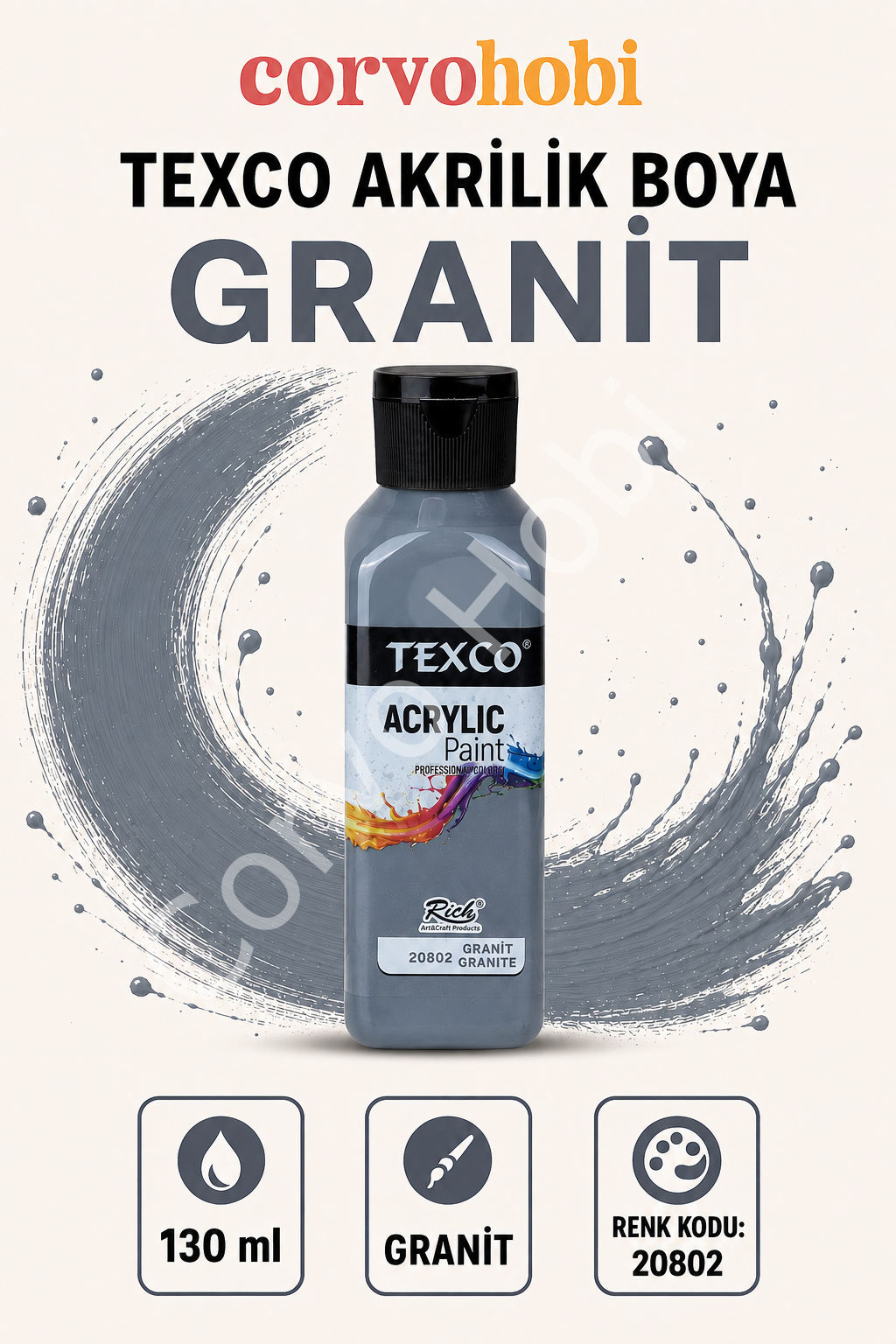 TEXCO AKRİLİK BOYA 130 ML - GRANİT