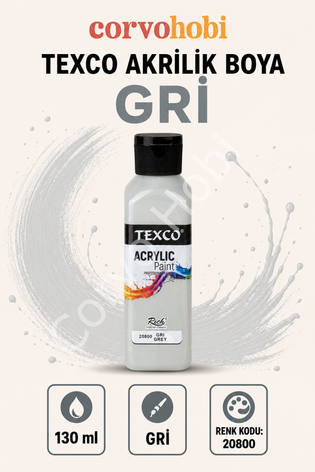 TEXCO AKRİLİK BOYA 130 ML - GRİ