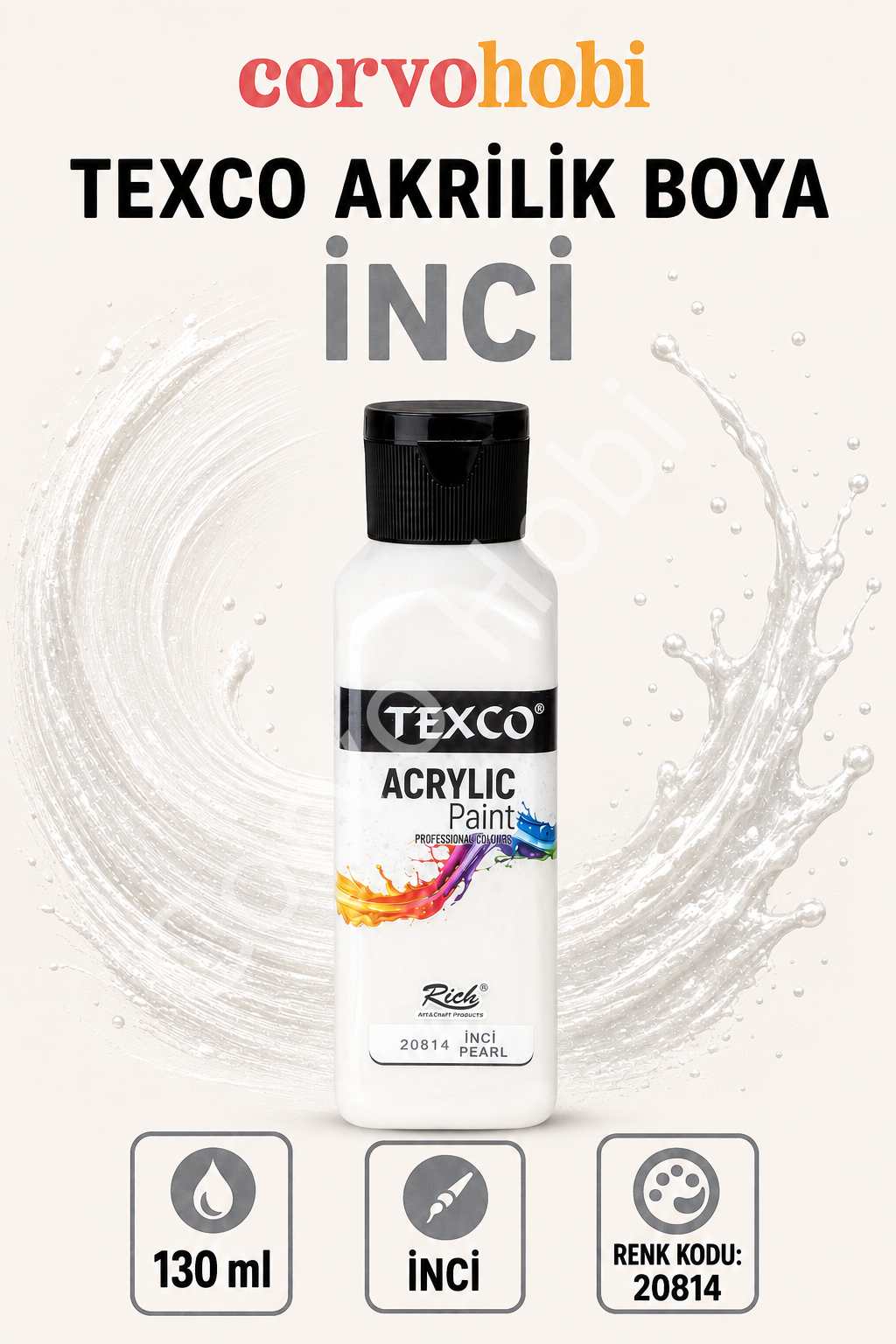TEXCO AKRİLİK BOYA 130 ML - İNCİ