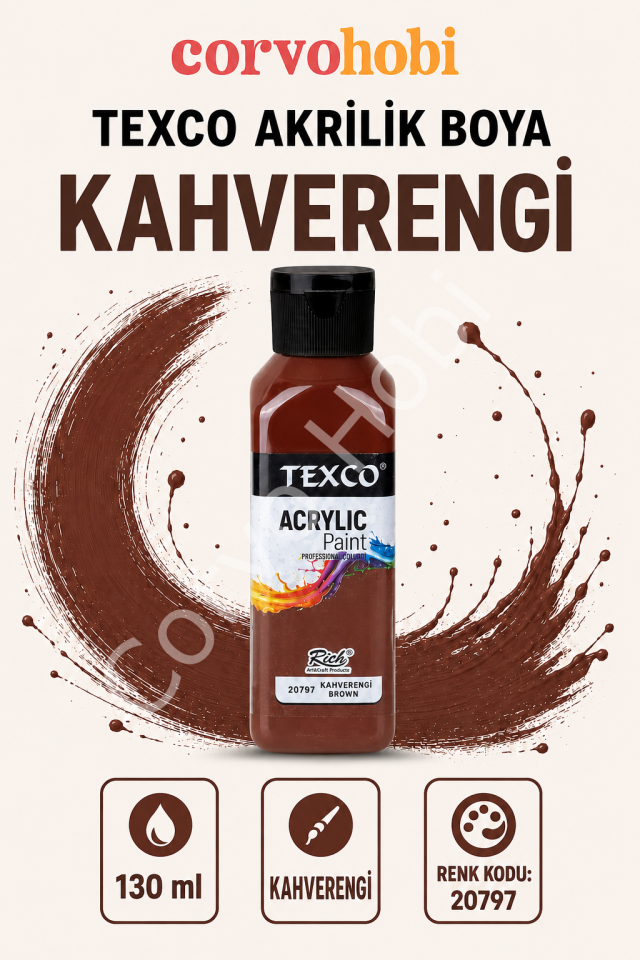 TEXCO AKRİLİK BOYA 130 ML - KAHVERENGİ
