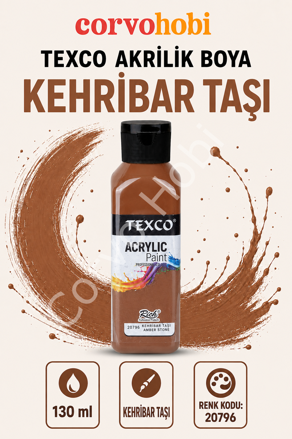 TEXCO AKRİLİK BOYA 130 ML - KEHRİBAR TAŞI
